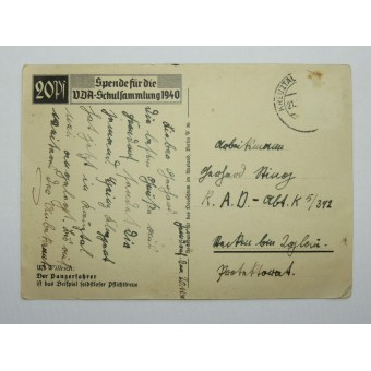 Briefkaart W. Willich: Ein Panzerfahrer ist Ein Beispiel Für Selbstloss Pflichterfüllung. Espenlaub militaria
